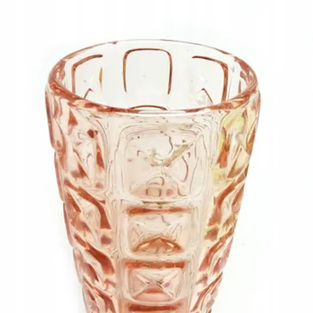 Wazon Koperty, mid-century modern, szkło prasowane różowe, Ząbkowice, Polska, lata 70. - 181658