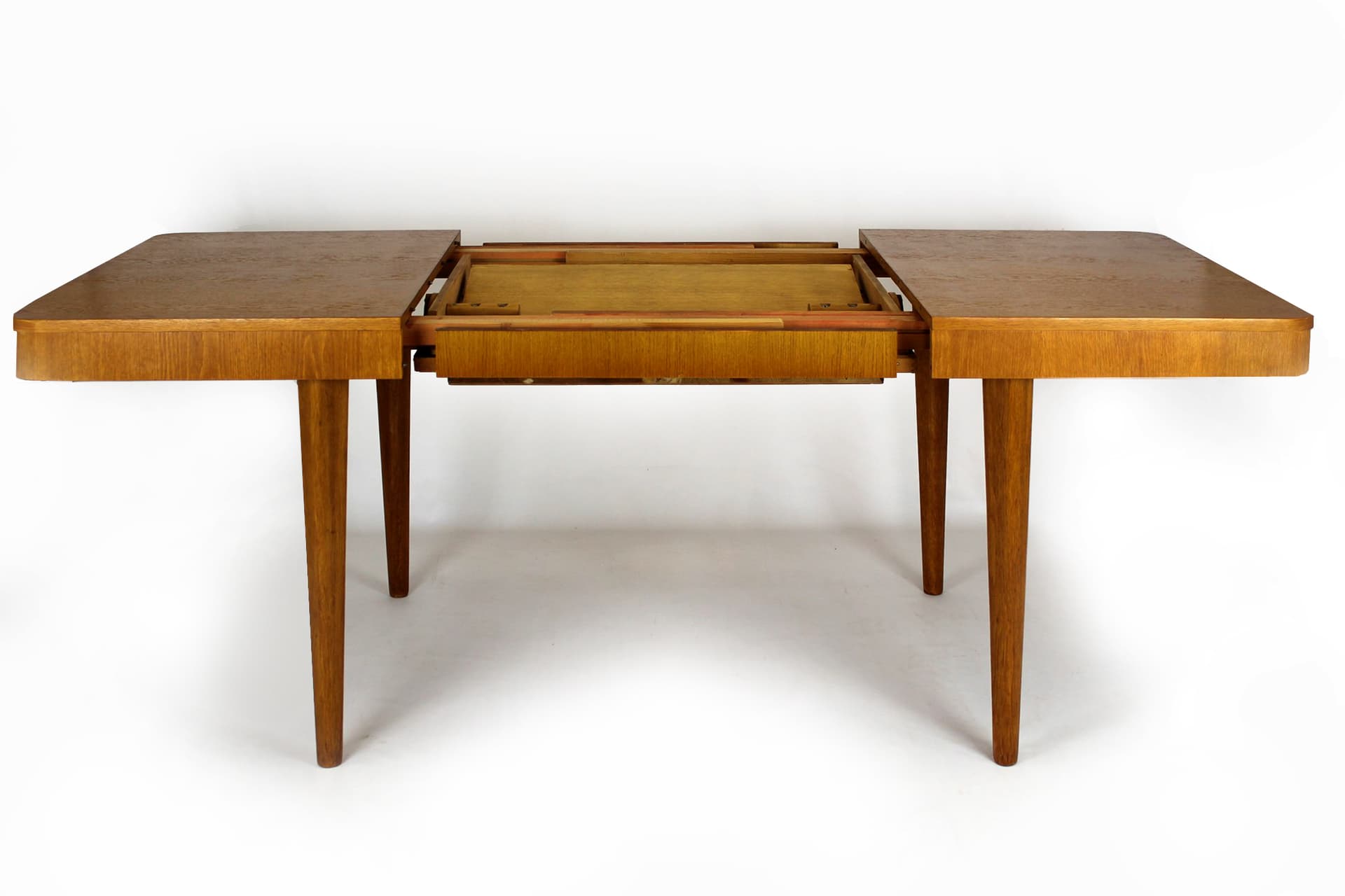 Extendable Table, light brown oak, by J. Halabala, Czech Republic, 1950s - 181712