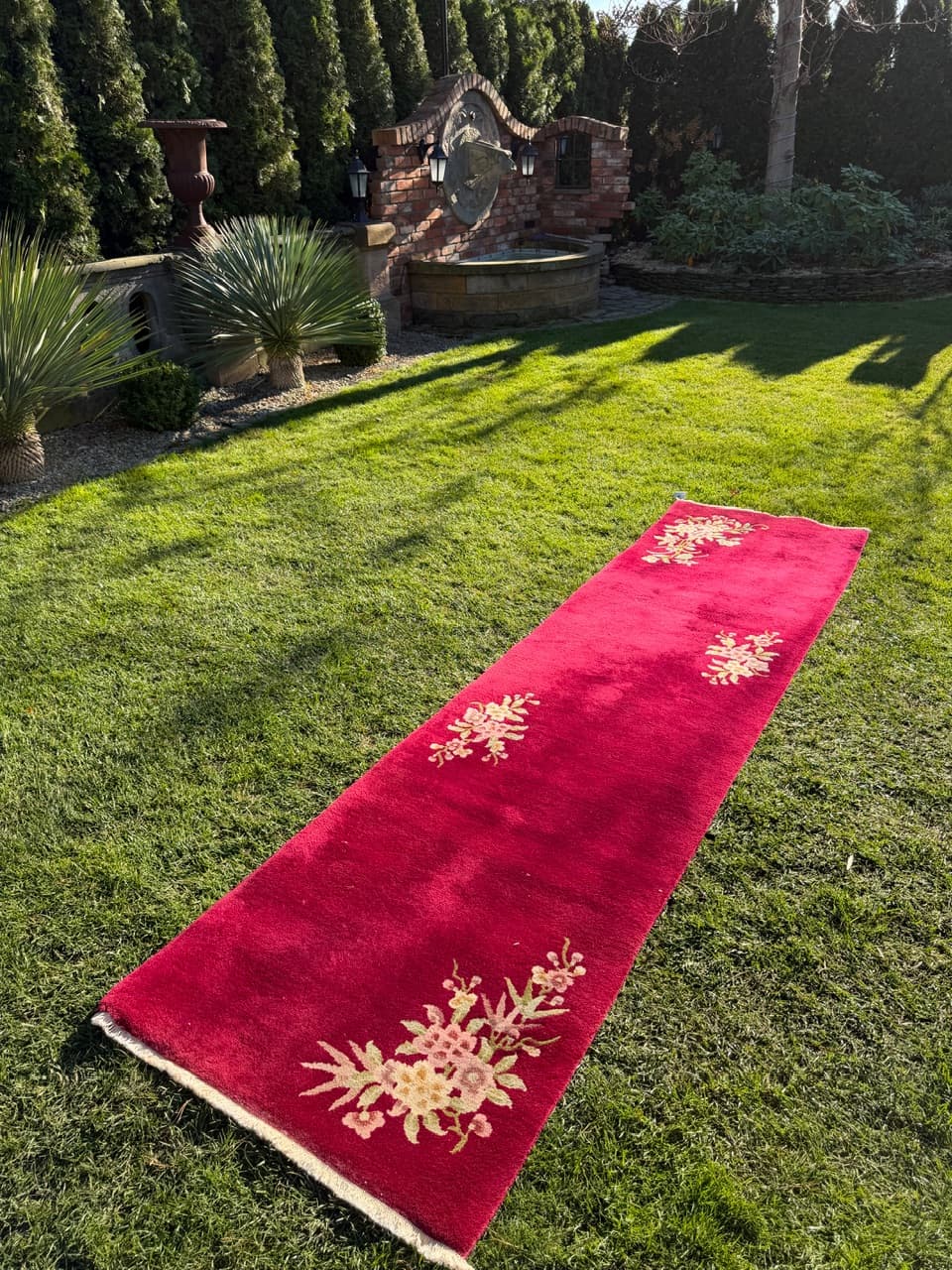 Zestaw trzech dywanów chodnikowych, czerwony, wełna, Chiny - 181777