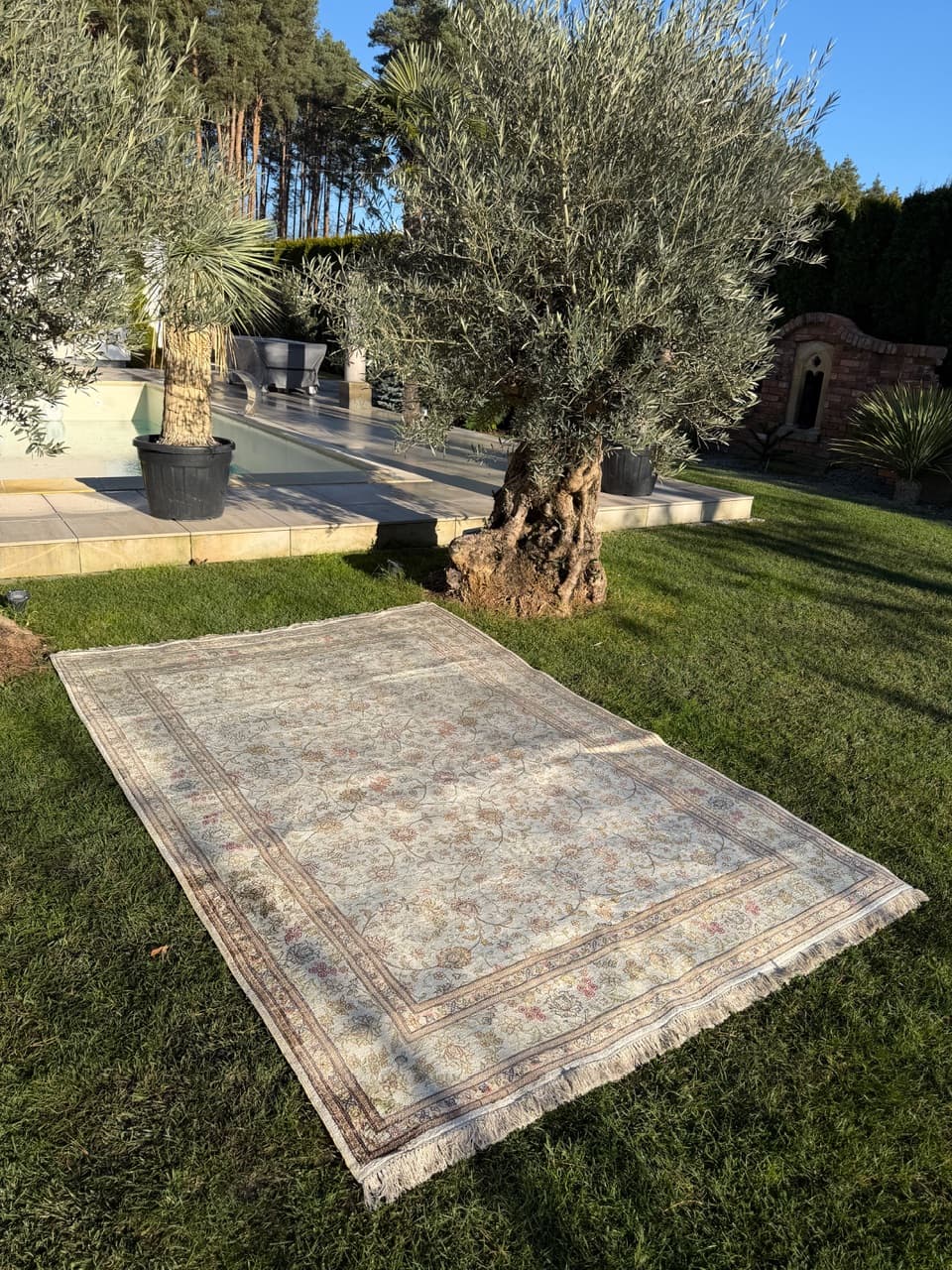 Rug Ghoum, 290x190 cm, beige silk, Iran - 181812