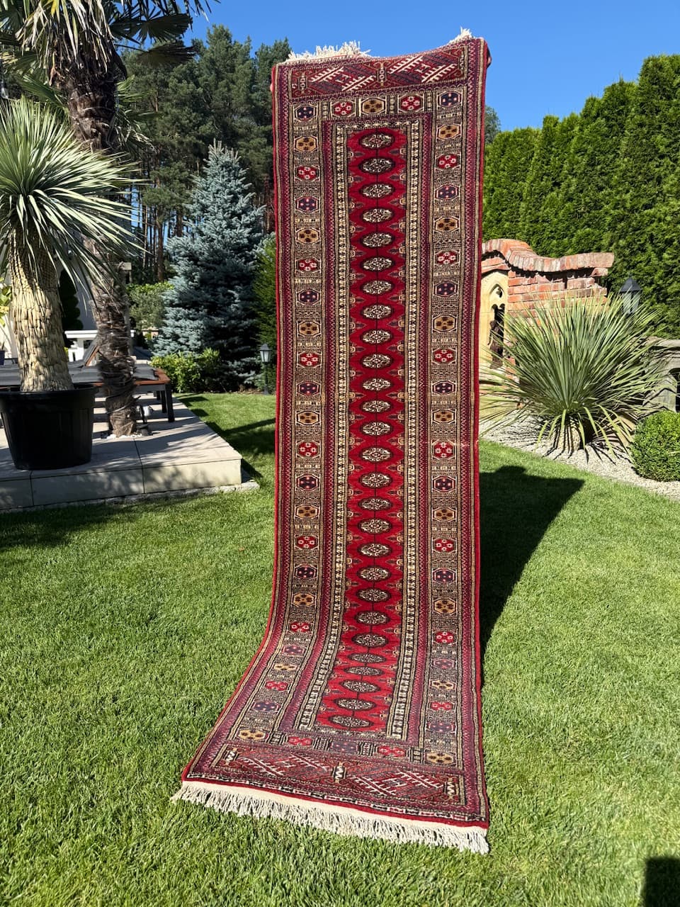 Chodnik Buchara 270x70 cm, czerwony, wełna kaszmirowa, Pakistan, lata 90. - 181836
