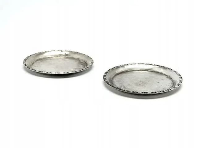 Para podstawek pod gorące szklanki Modernizm, mosiądz srebrzony, HEFRA, Polska, lata 70. - WYMIARY