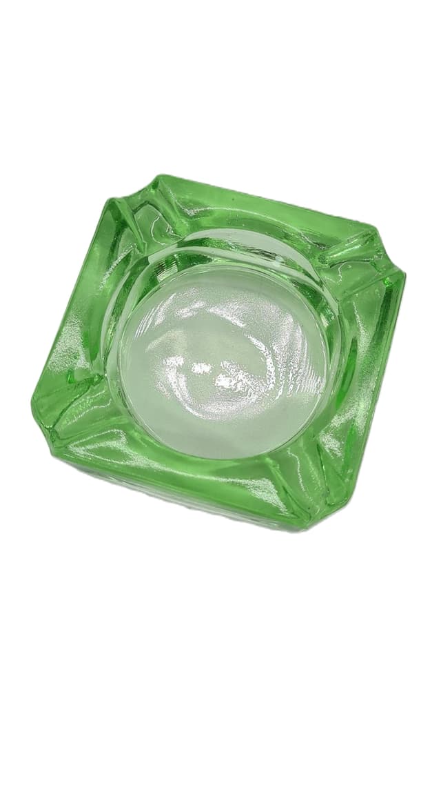 Popielniczka, Mid-Century Modern, szkło zielone, lata 60. - WYMIARY