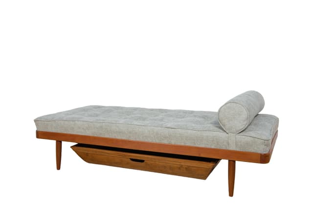 Leżanka, teak brązowy jasny, Horsens Møbelfabrik, Dania, lata 60. - WYMIARY