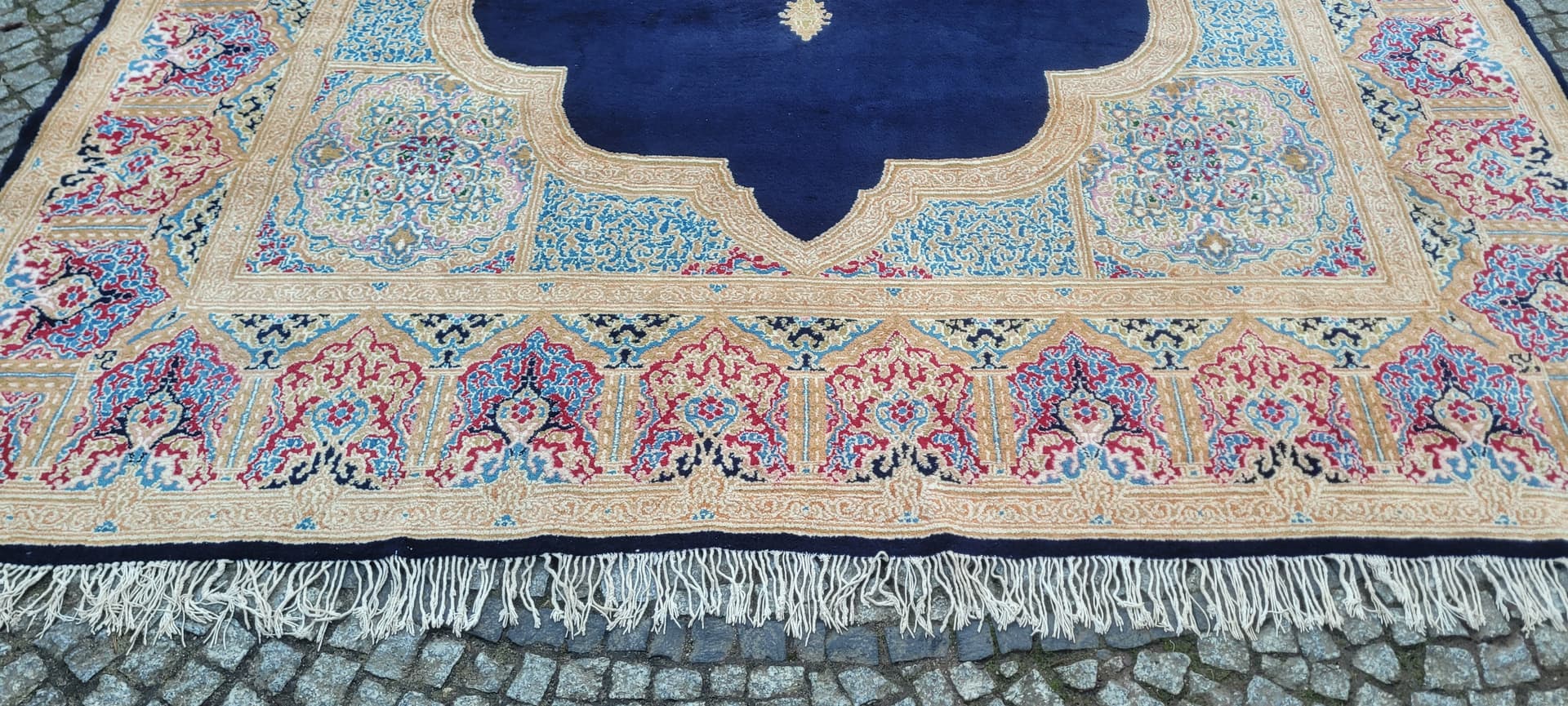 Dywan Kerman Lavar 298x440 cm, granatowy, wełna bawełna, Iran, początek XX w. - 182131