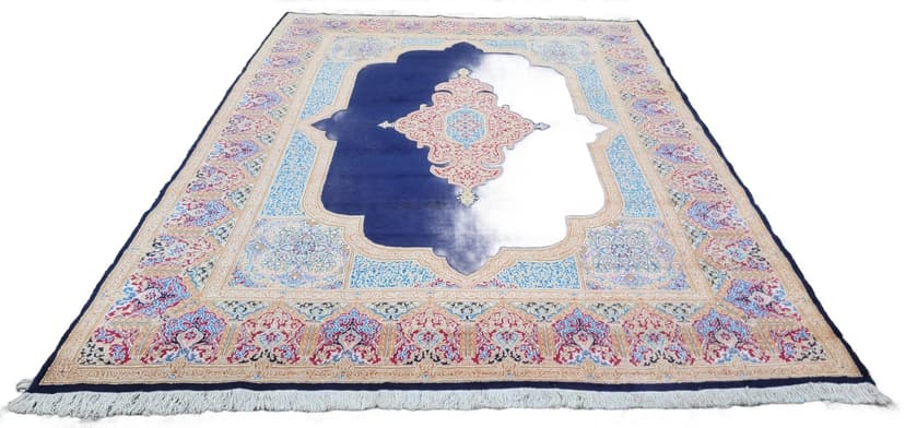 Dywan Kerman Lavar 298x440 cm, granatowy, wełna bawełna, Iran, początek XX w.