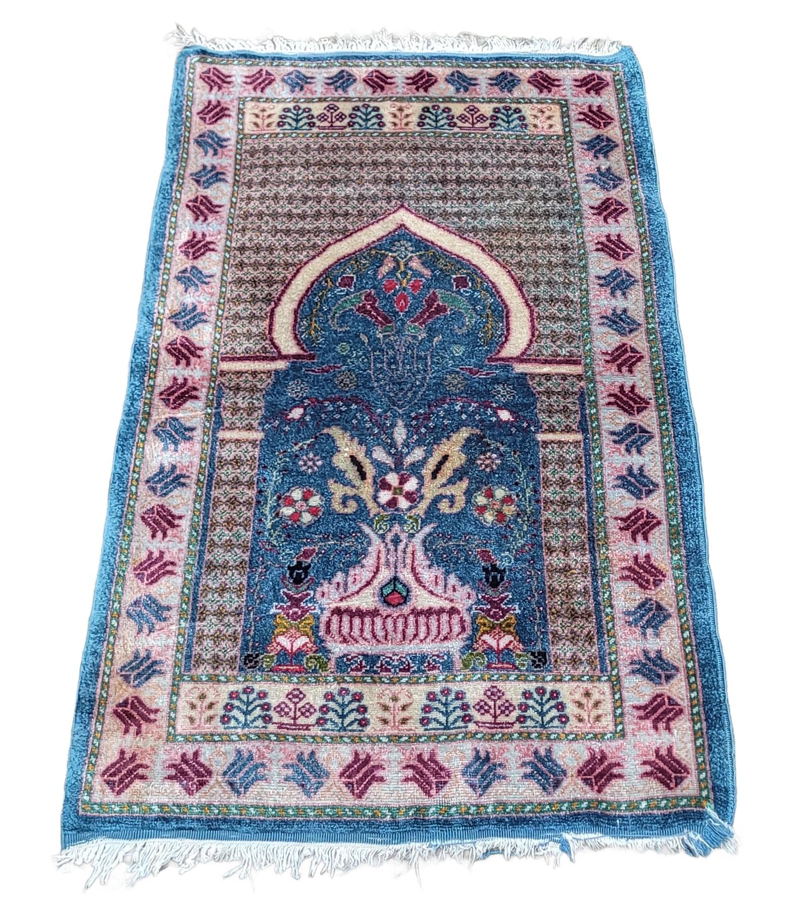 Dywan orientalny 102x56cm, multikolor, jedwab, Tunezja, lata 60.