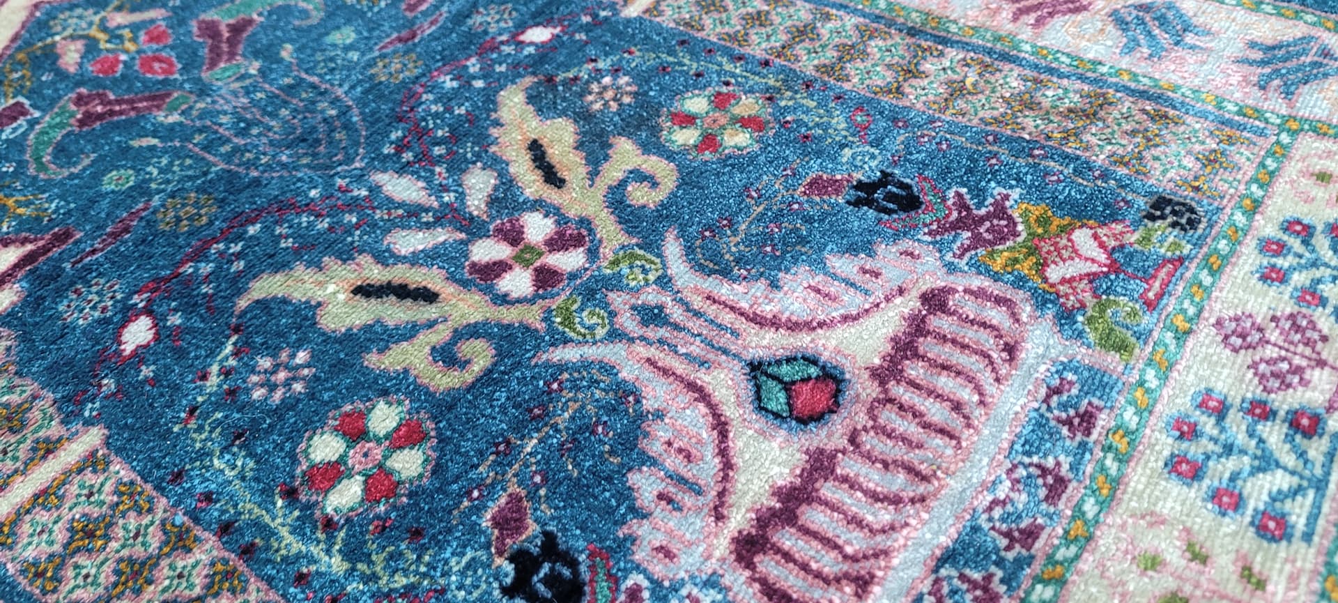 Dywan orientalny 102x56cm, multikolor, jedwab, Tunezja, lata 60. - 182370