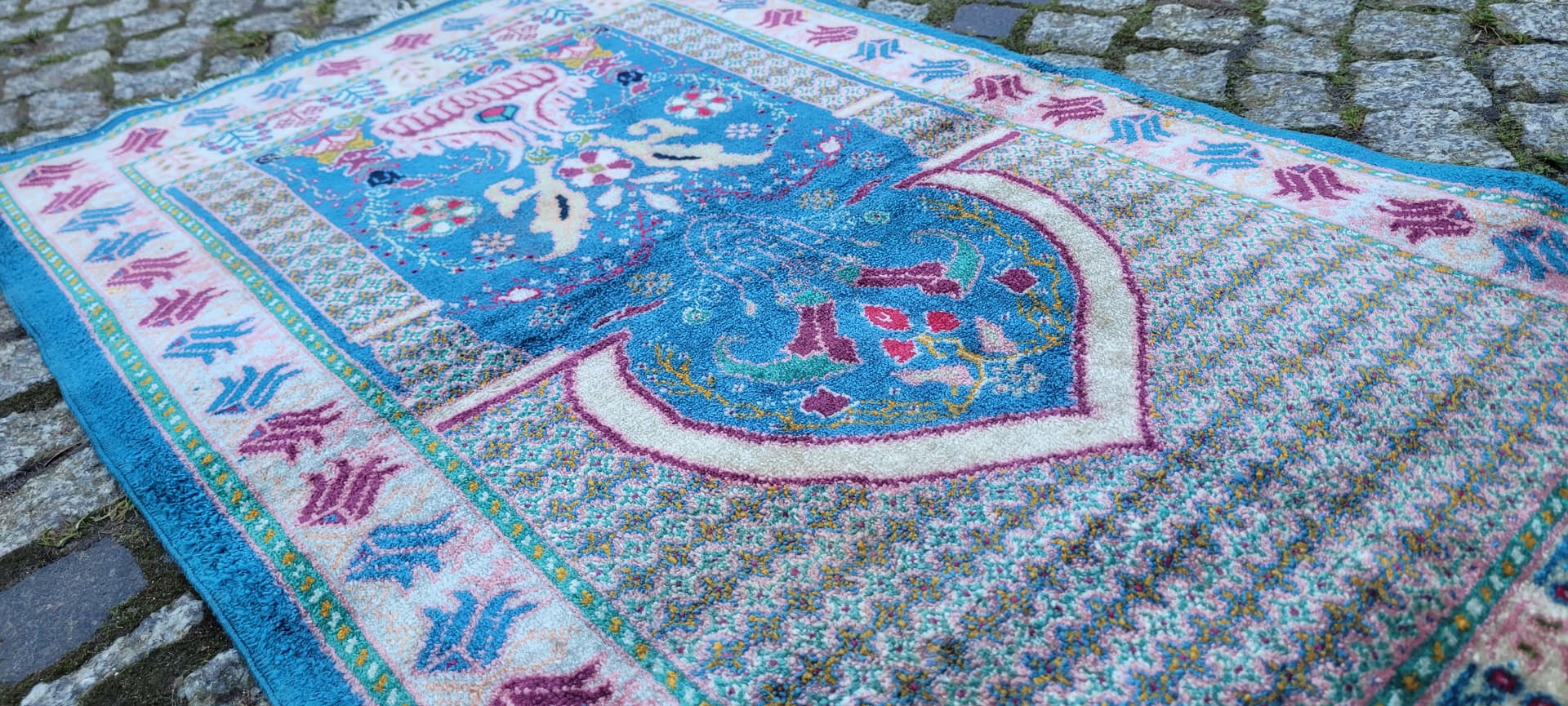 Dywan orientalny 102x56cm, multikolor, jedwab, Tunezja, lata 60. - 182372