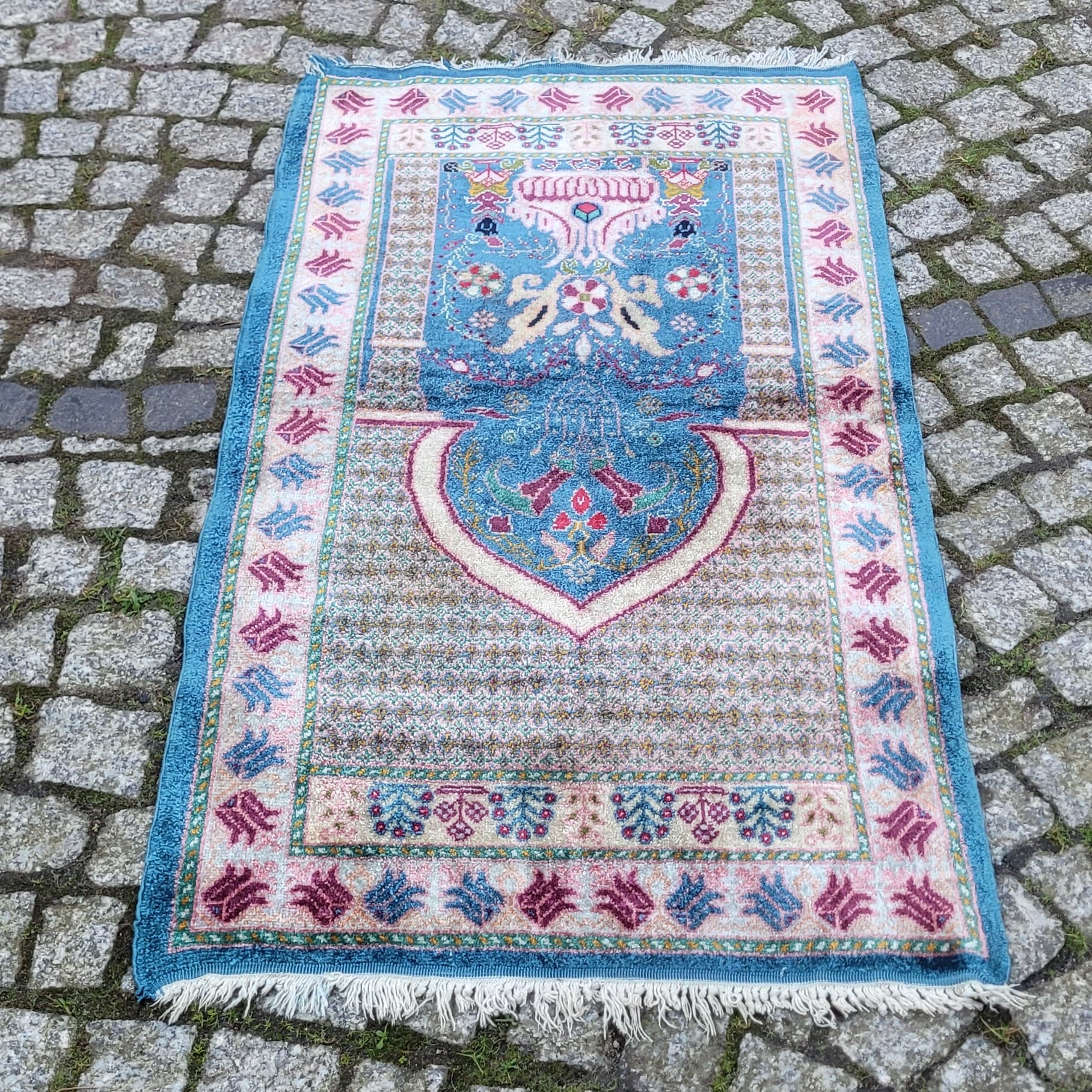 Dywan orientalny 102x56cm, multikolor, jedwab, Tunezja, lata 60. - 182369