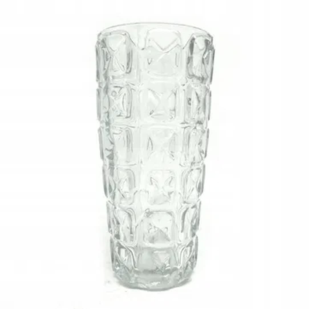 Vase, mid-century modern, transparent glass, Ząbkowice, Poland, 1970s.