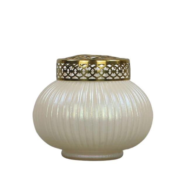 Wazon ikebana Perlenmutter, szkło opalowe kość słoniowa, Loetz, Austria, XIX w. - WYMIARY