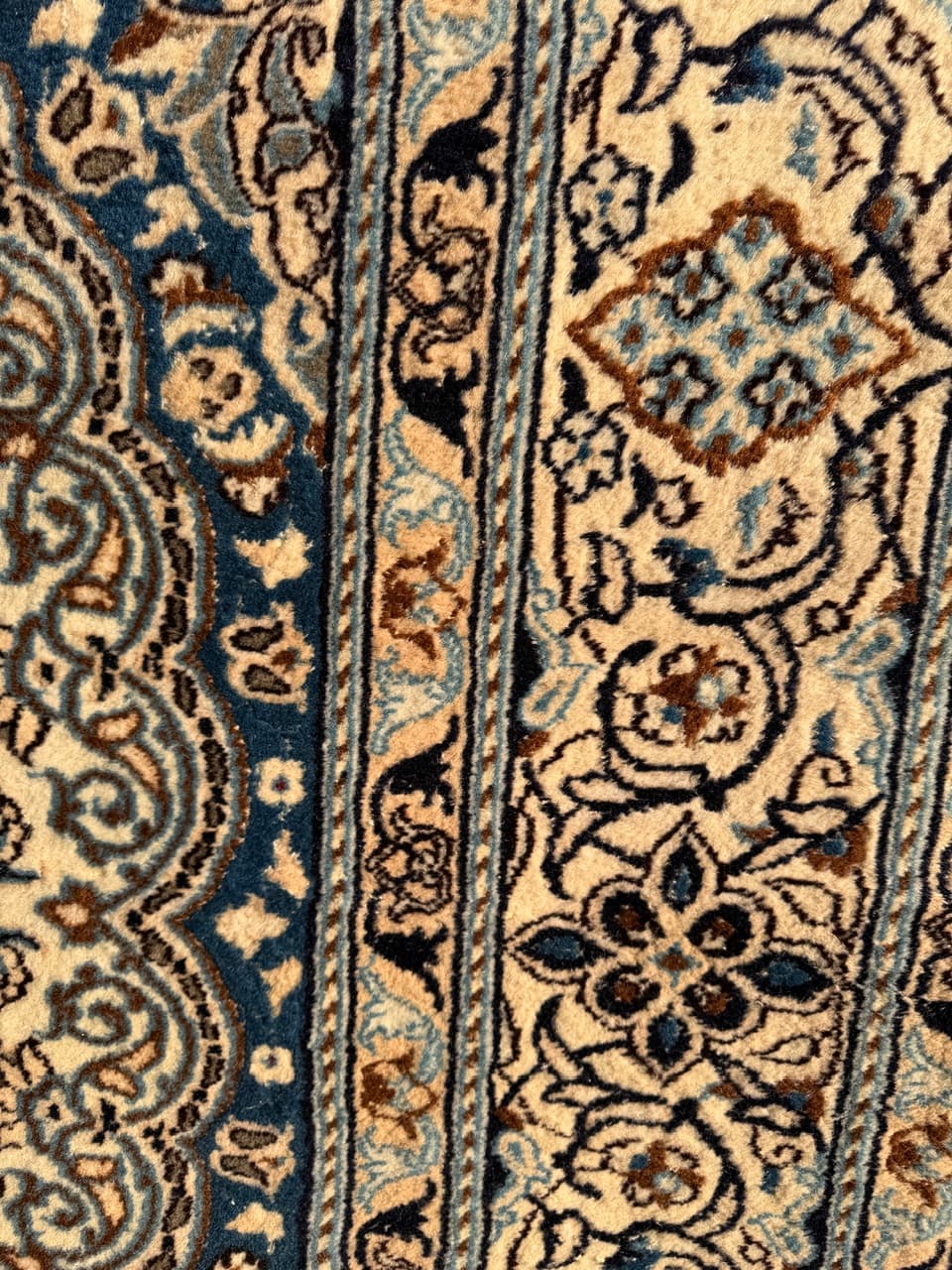 Persian rug Nain 200x200 cm, ivory, wool with silk, Iran - 182587