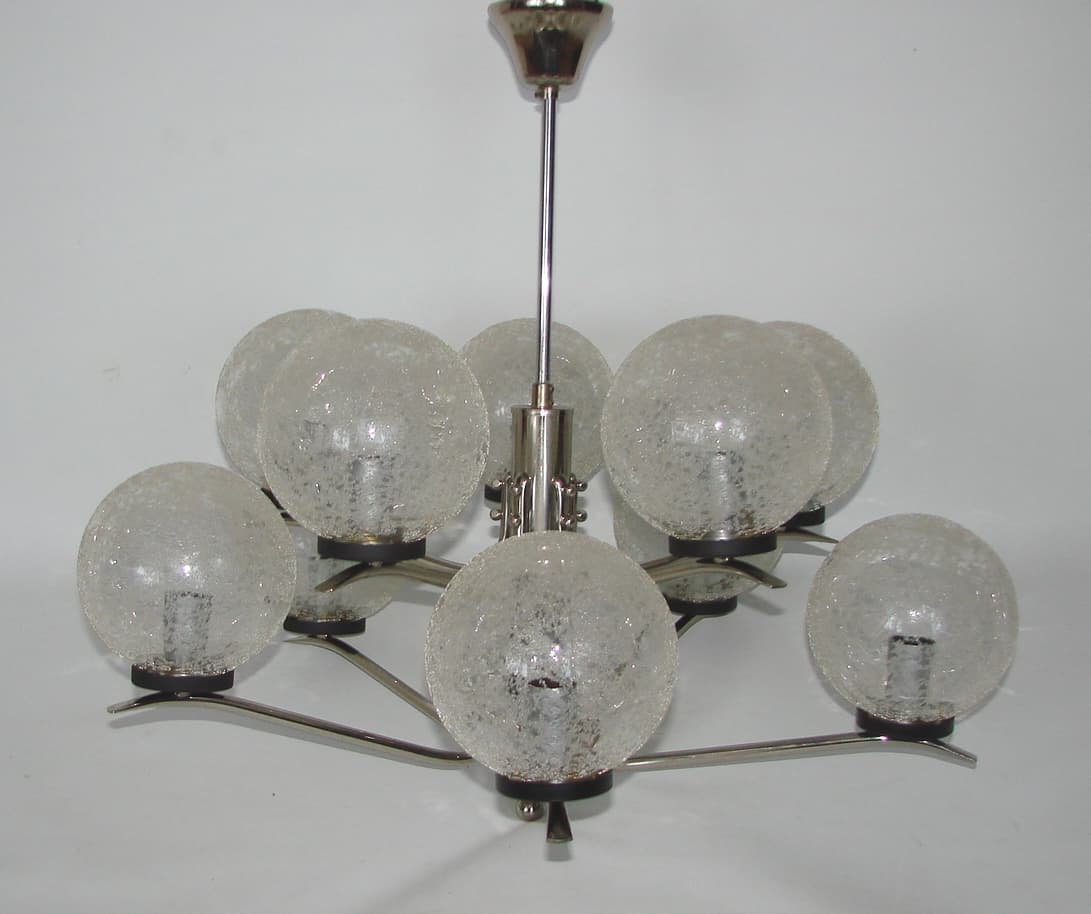 Chandelier Modern, silver, chrome steel, glass, 1970s - 182643