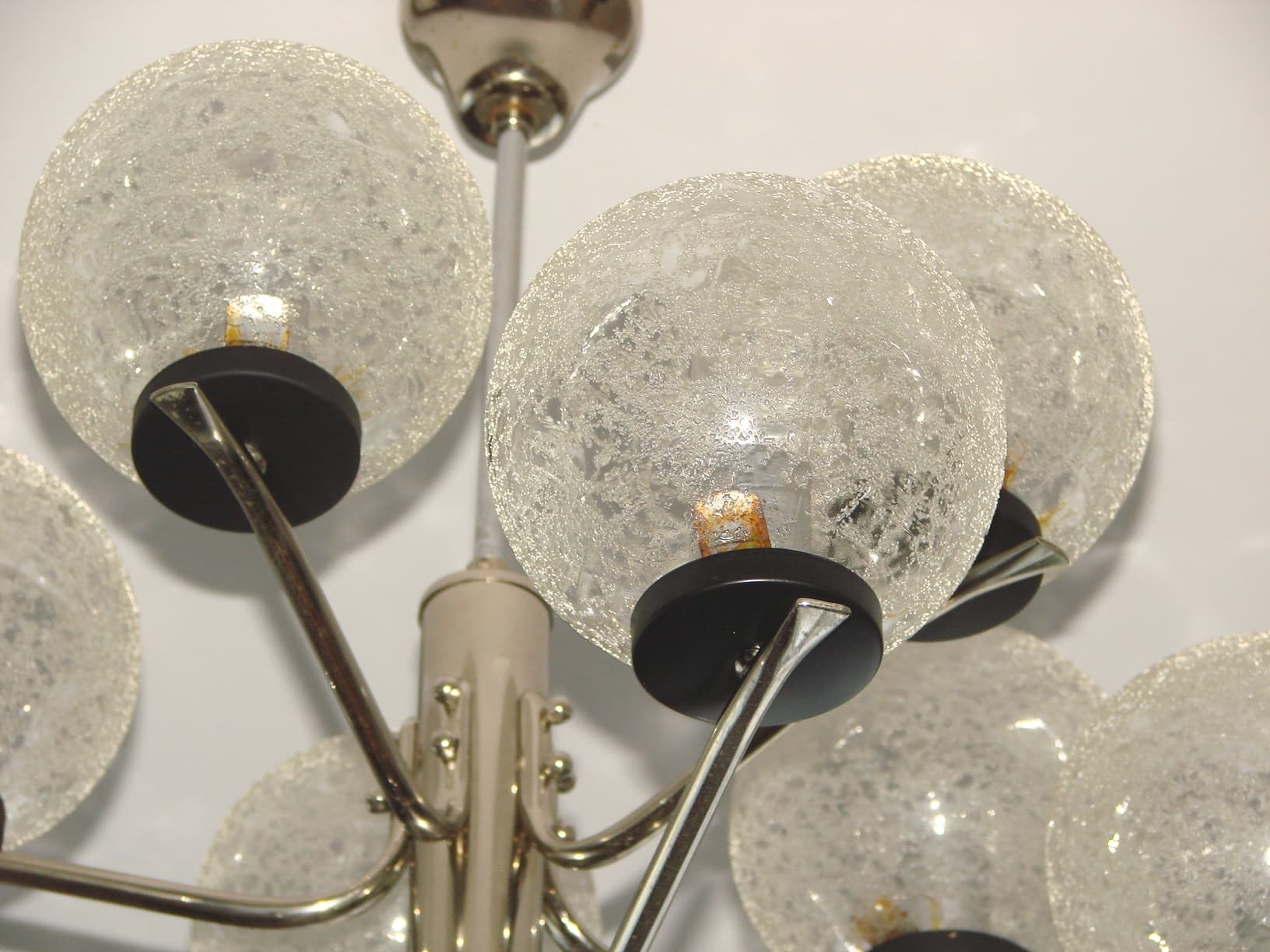 Chandelier Modern, silver, chrome steel, glass, 1970s - 182651