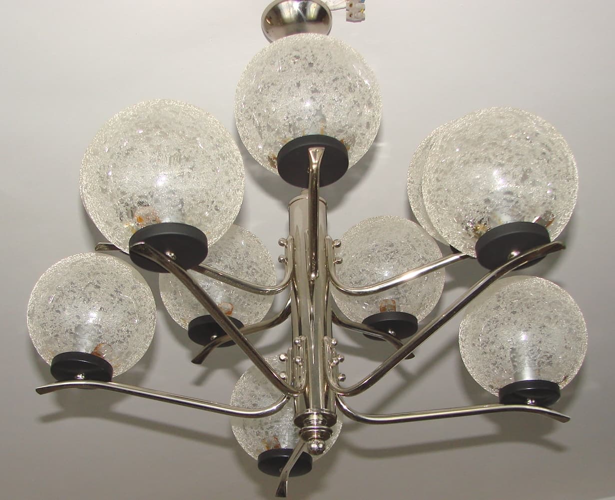 Chandelier Modern, silver, chrome steel, glass, 1970s - 182648