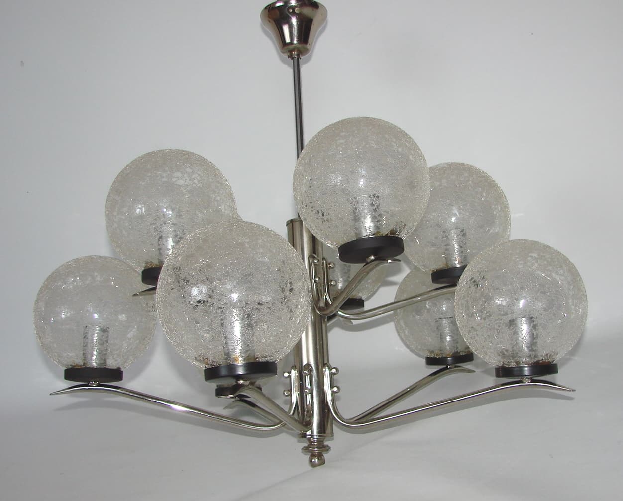 Chandelier Modern, silver, chrome steel, glass, 1970s - 182646