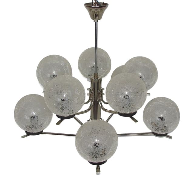 Chandelier Modern, silver, chrome steel, glass, 1970s - DIMENSION