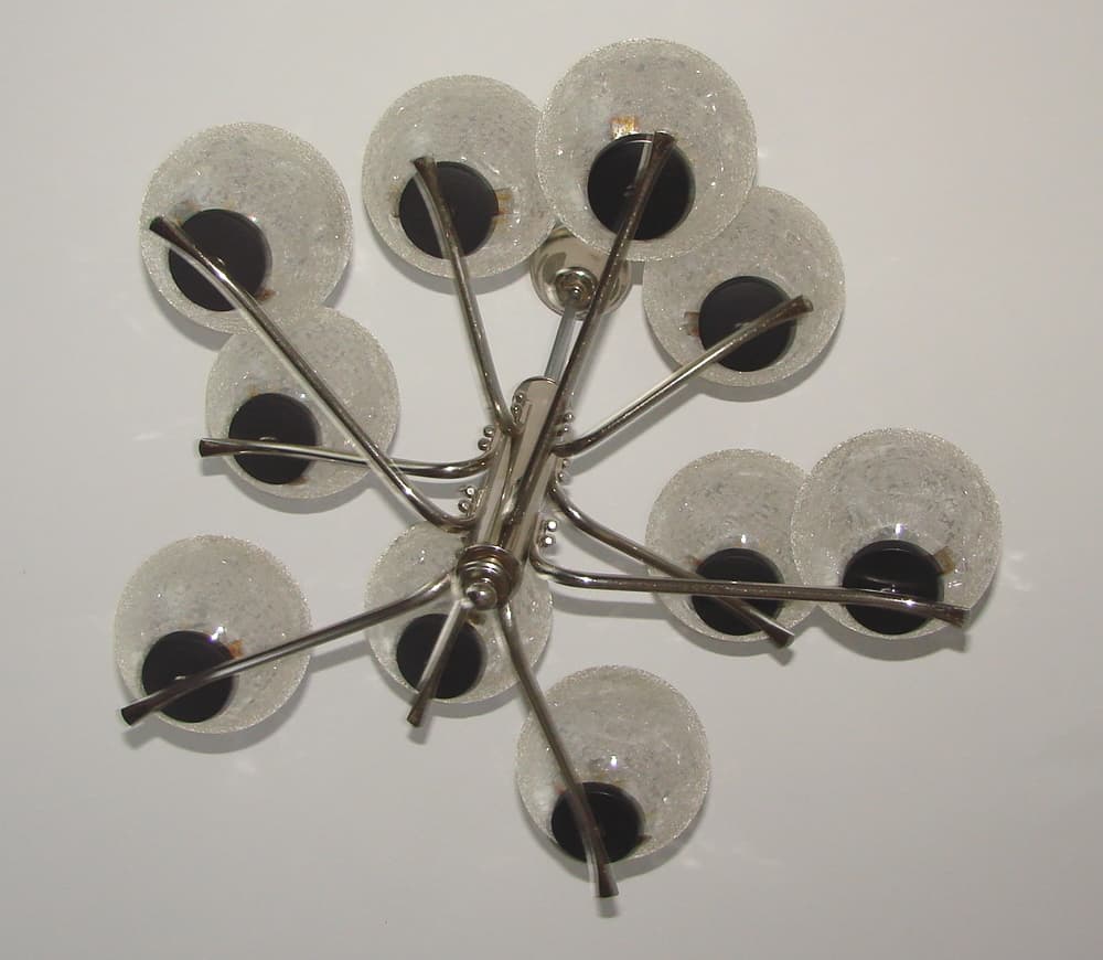 Chandelier Modern, silver, chrome steel, glass, 1970s - 182650