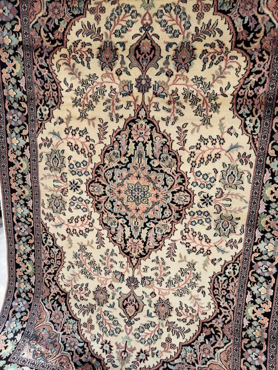 Dywan Ghoum/Qom 205x120 cm, jedwab beżowy, Indie - 182656