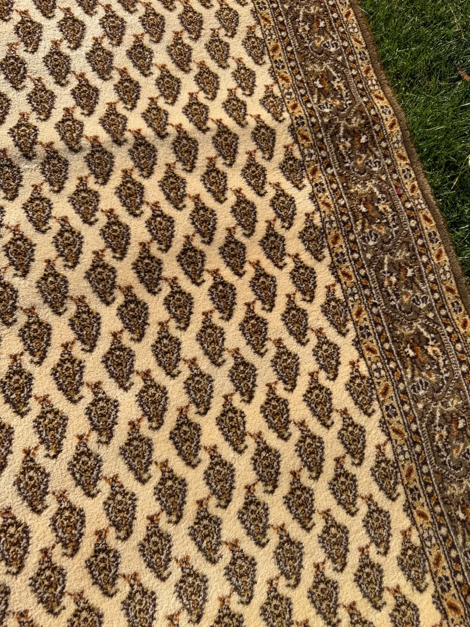 Chodnik Mir 326x92 cm, beżowy, wełna, Niemcy, lata 90. - 182689