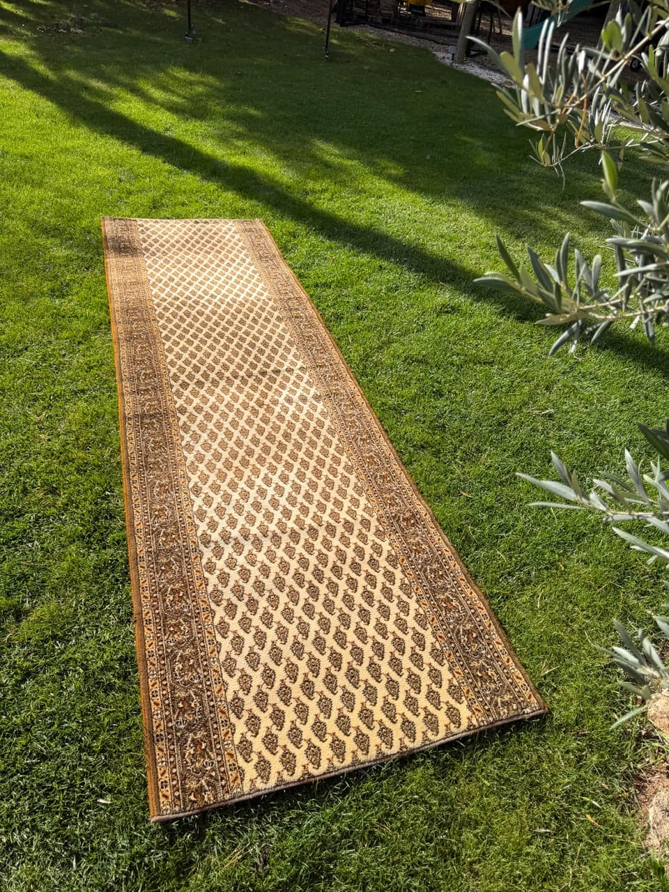 Chodnik Mir 326x92 cm, beżowy, wełna, Niemcy, lata 90. - 182687