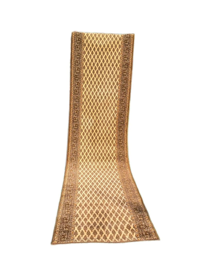 Chodnik Mir 326x92 cm, beżowy, wełna, Niemcy, lata 90.