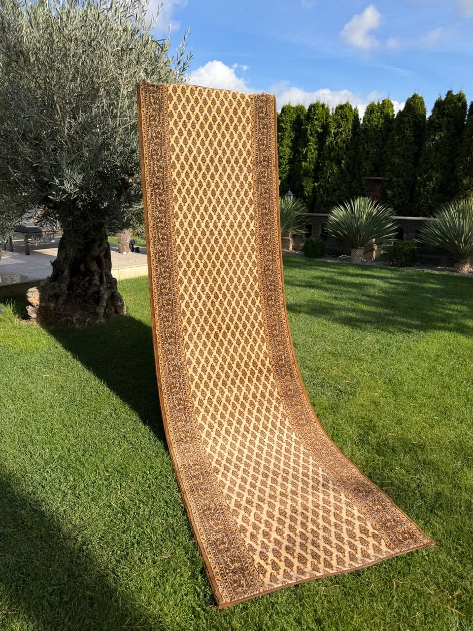 Chodnik Mir 326x92 cm, beżowy, wełna, Niemcy, lata 90. - 182682