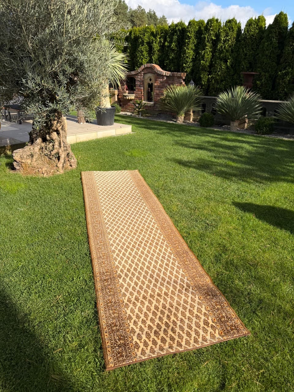 Chodnik Mir 326x92 cm, beżowy, wełna, Niemcy, lata 90. - 182686