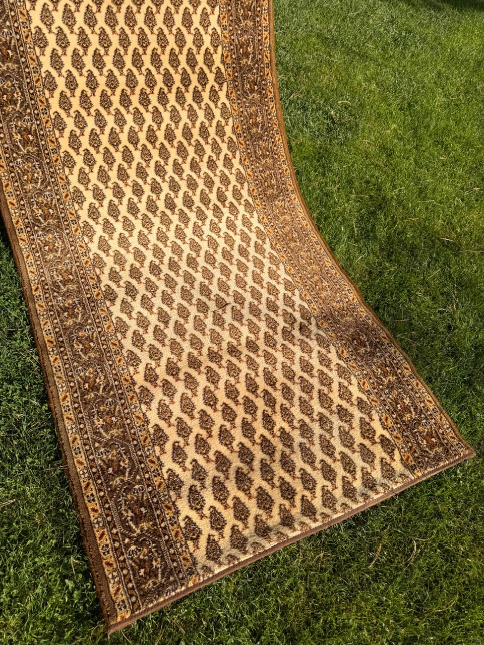 Chodnik Mir 326x92 cm, beżowy, wełna, Niemcy, lata 90. - 182683