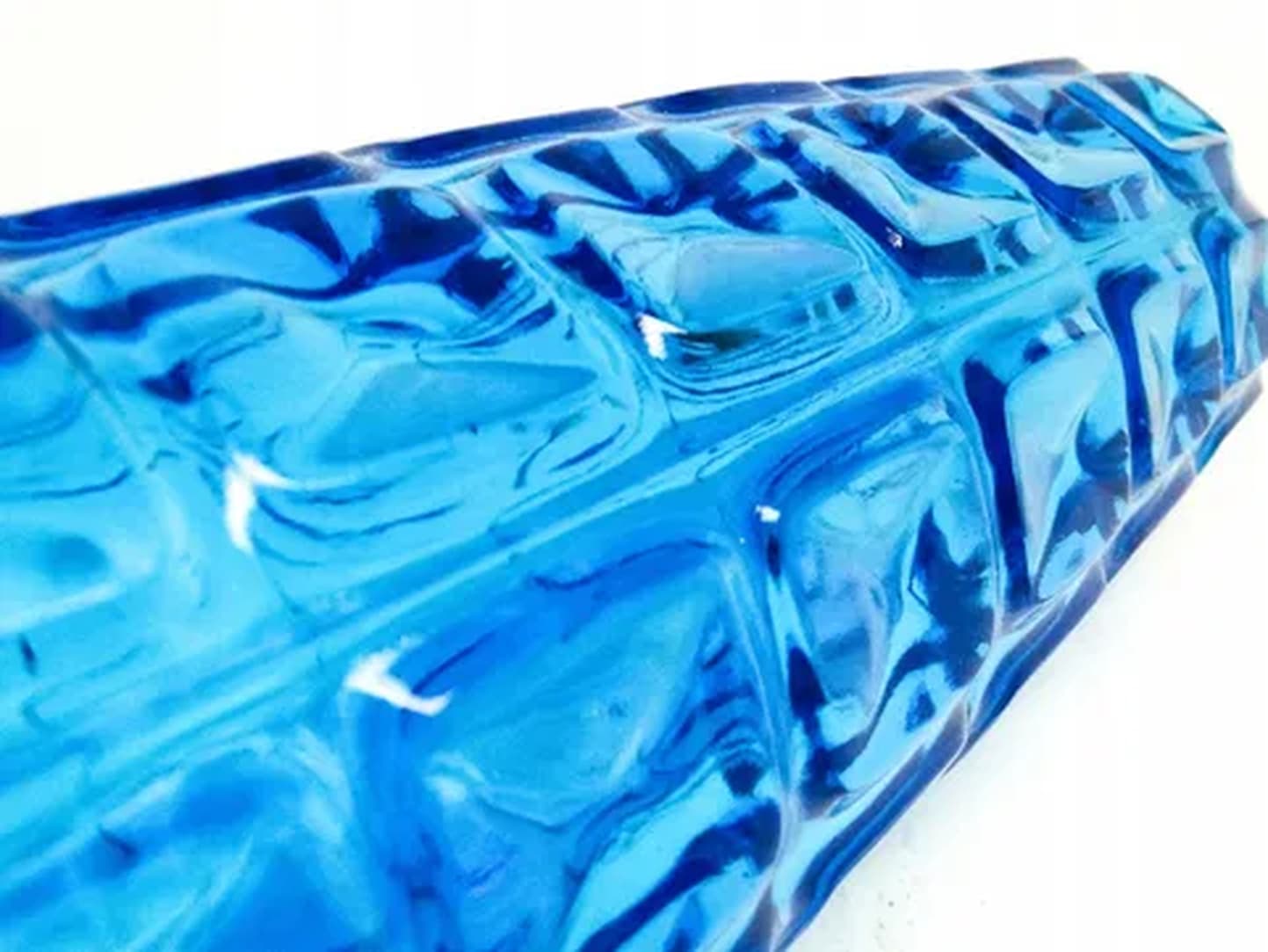 Mid-century modern vase, blue pressed glass, HSG Ząbkowice, Poland, 1970s. - 182768