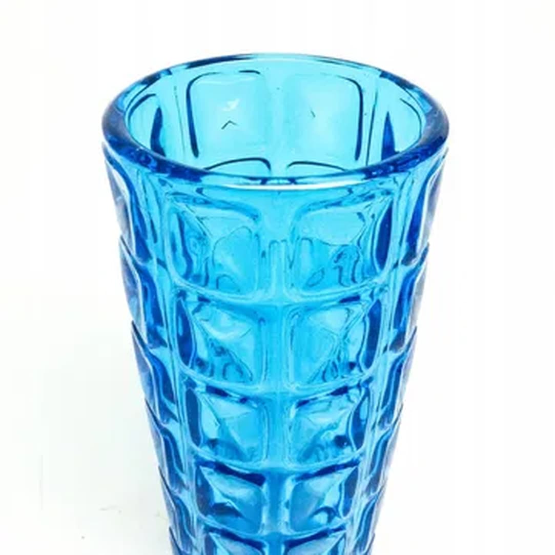 Mid-century modern vase, blue pressed glass, HSG Ząbkowice, Poland, 1970s. - 182765