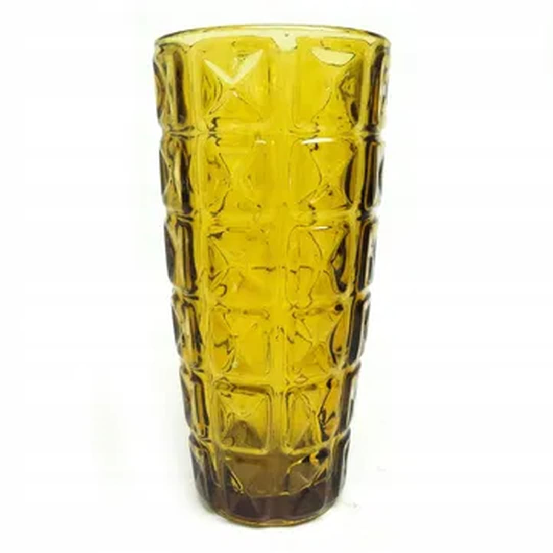 Modernist vase, yellow pressed glass, by J. S. Drosd, Ząbkowice, Poland, 1970s. - 182785