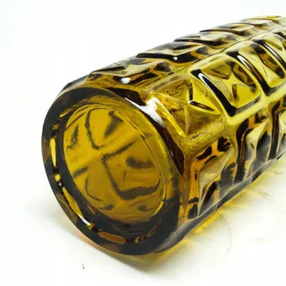 Modernist vase, yellow pressed glass, by J. S. Drosd, Ząbkowice, Poland, 1970s. - 182783