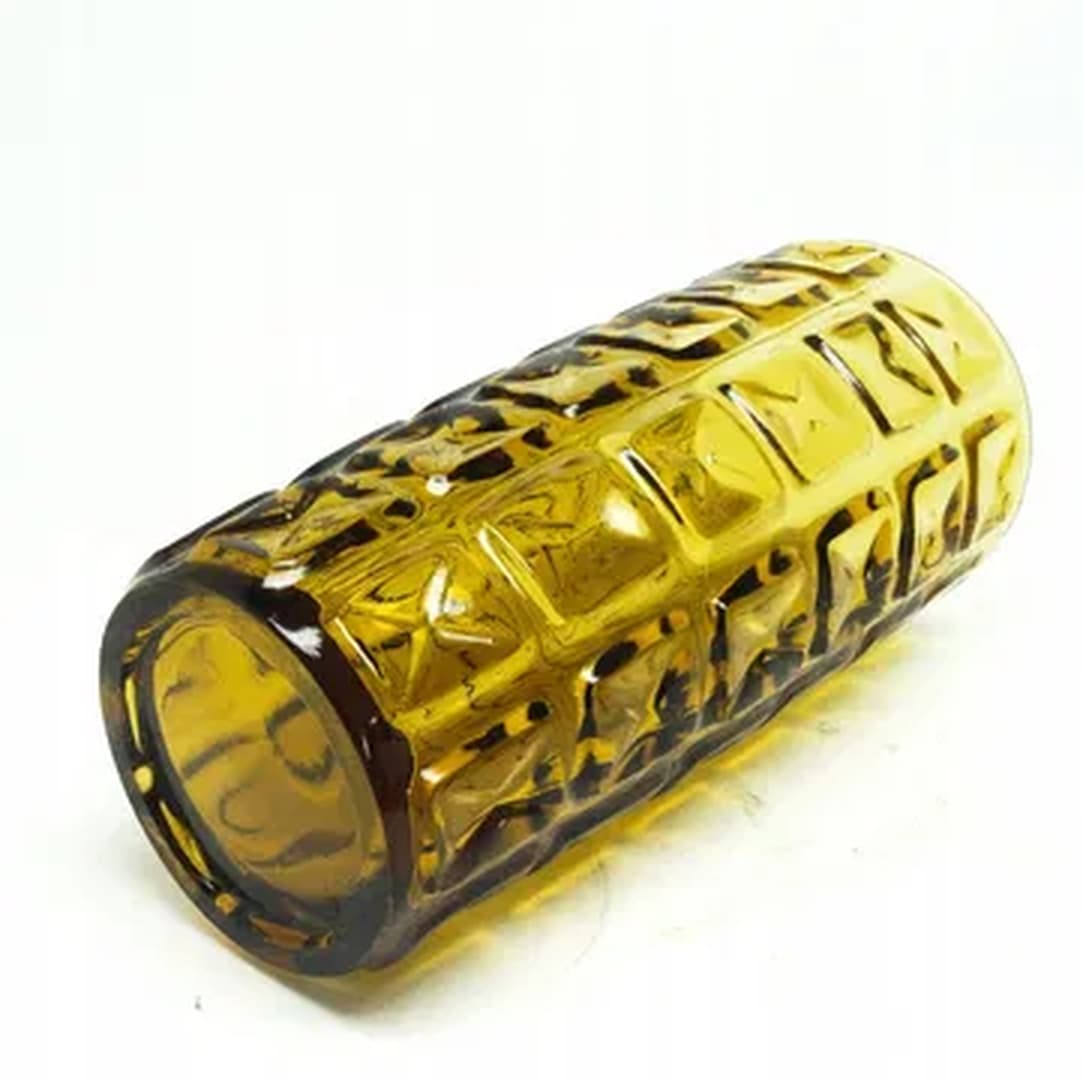 Modernist vase, yellow pressed glass, by J. S. Drosd, Ząbkowice, Poland, 1970s. - 182782