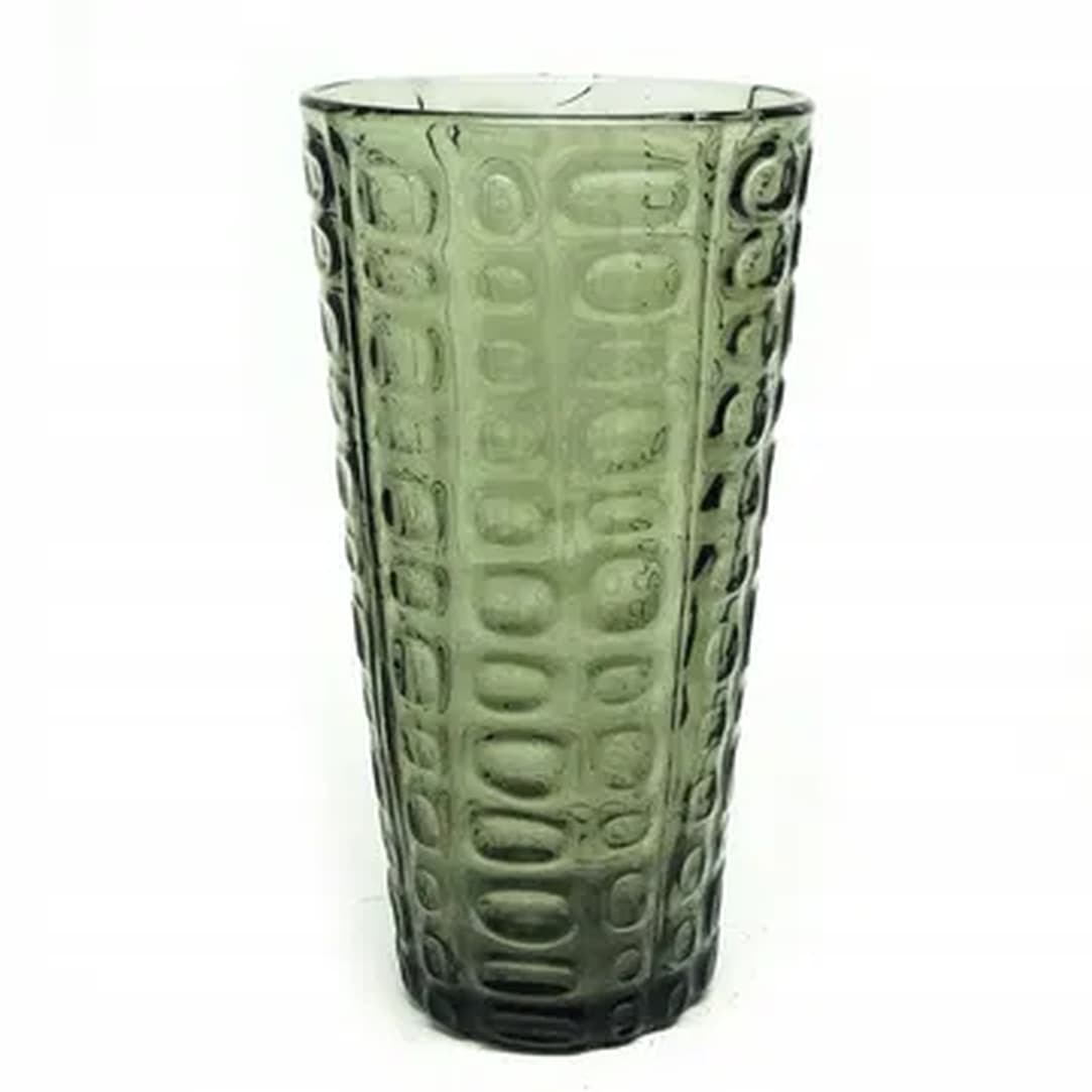 Modernism vase, green glass, Ząbkowice, Poland, 1970s.