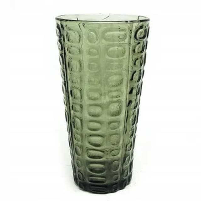 Modernism vase, green glass, Ząbkowice, Poland, 1970s. - DIMENSION