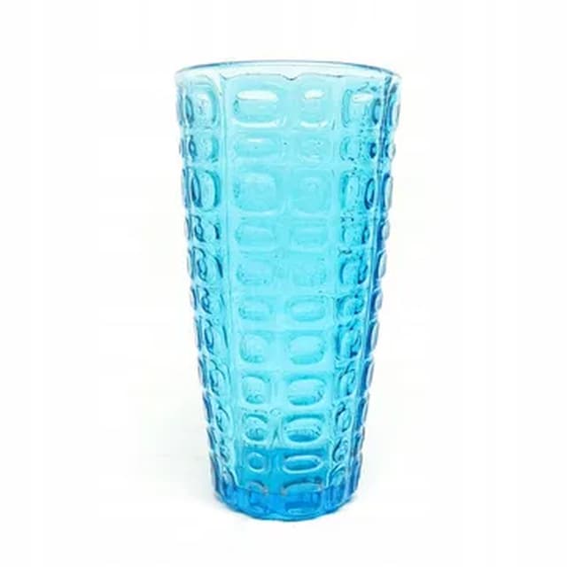 Vase Wulkany, modernism, turquoise glass, Ząbkowice, Poland, 1970s. - DIMENSION