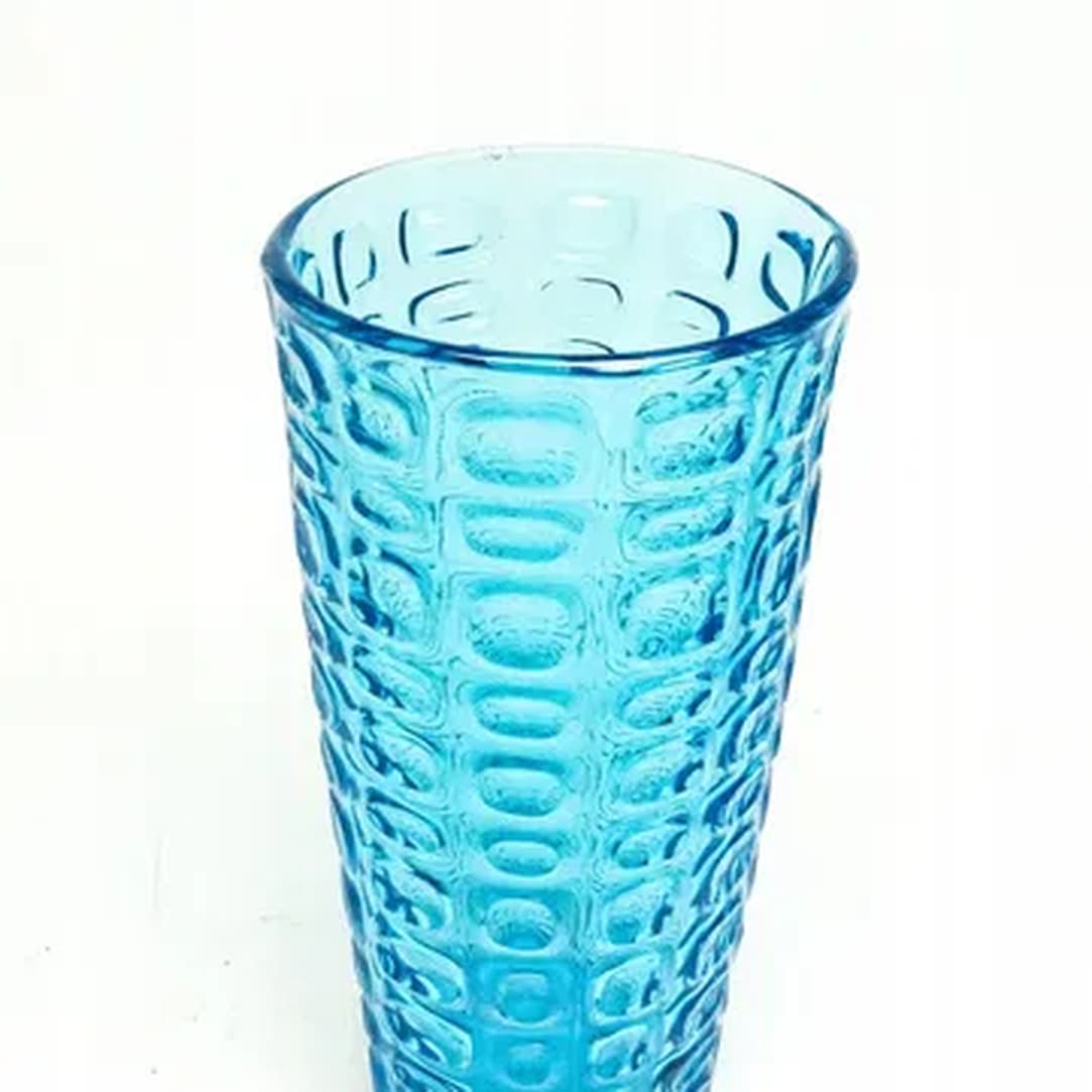 Vase Wulkany, modernism, turquoise glass, Ząbkowice, Poland, 1970s. - 182904