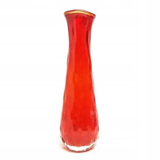 Wazon Fasolka, Mid-century modern, szkło czerwone, Ząbkowice, Polska, lata 70. - WYMIARY