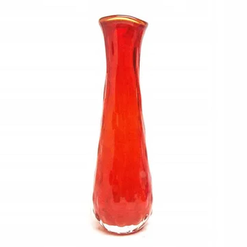 Wazon Fasolka, Mid-century modern, szkło czerwone, Ząbkowice, Polska, lata 70.