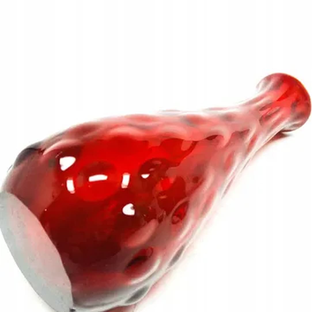 Wazon Fasolka, Mid-century modern, szkło czerwone, Ząbkowice, Polska, lata 70. - 183048