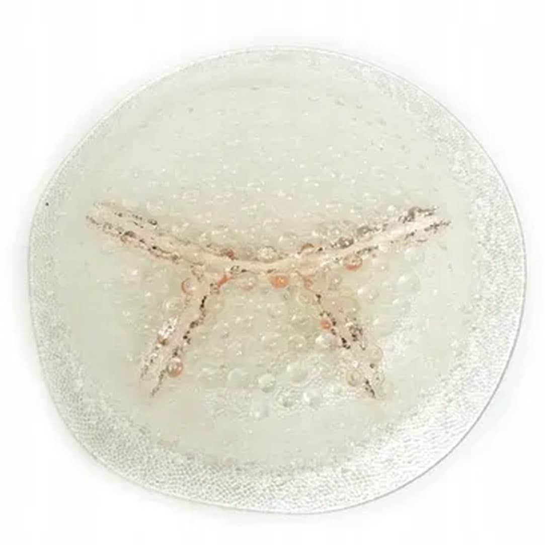 Appetizer platter Polish Modernism, rosaline glass, Ząbkowice, Poland, 1970s. - 183077