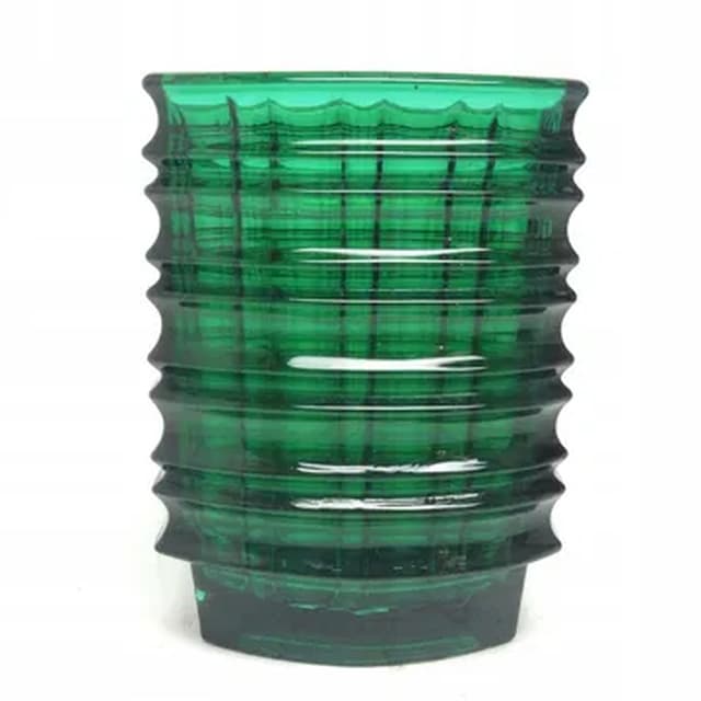 Optical vase, mid-century modern, transparent glass, by J. Drost, Ząbkowice, Poland, 1970s. - DIMENSION