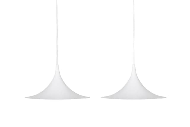 Pair of pendant lamps Semi, white, by C. Bonderup, T. Thorup, Fog & Mørup, Denmark, 1960s. - DIMENSION