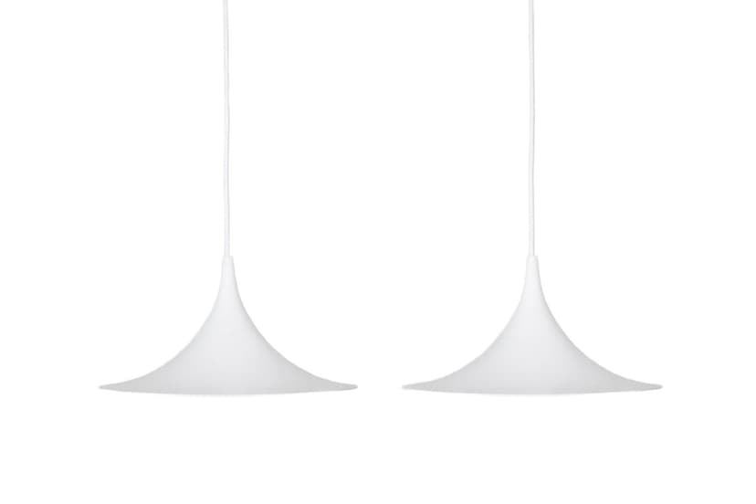 Pair of pendant lamps Semi, white, by C. Bonderup, T. Thorup, Fog & Mørup, Denmark, 1960s.
