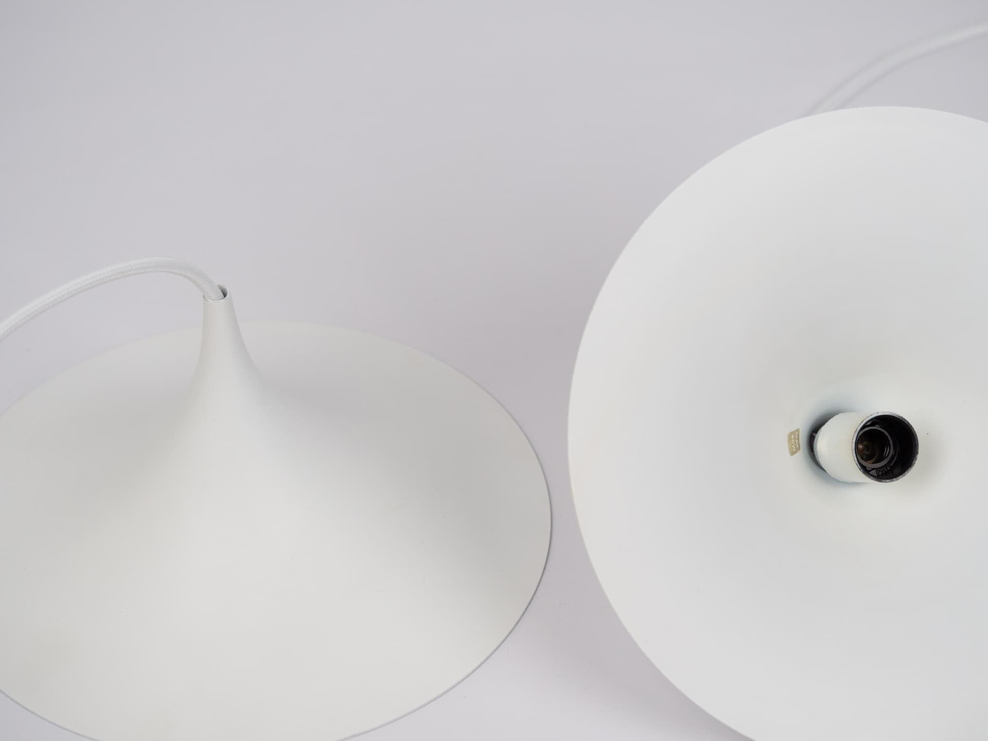 Pair of pendant lamps Semi, white, by C. Bonderup, T. Thorup, Fog & Mørup, Denmark, 1960s. - 183265