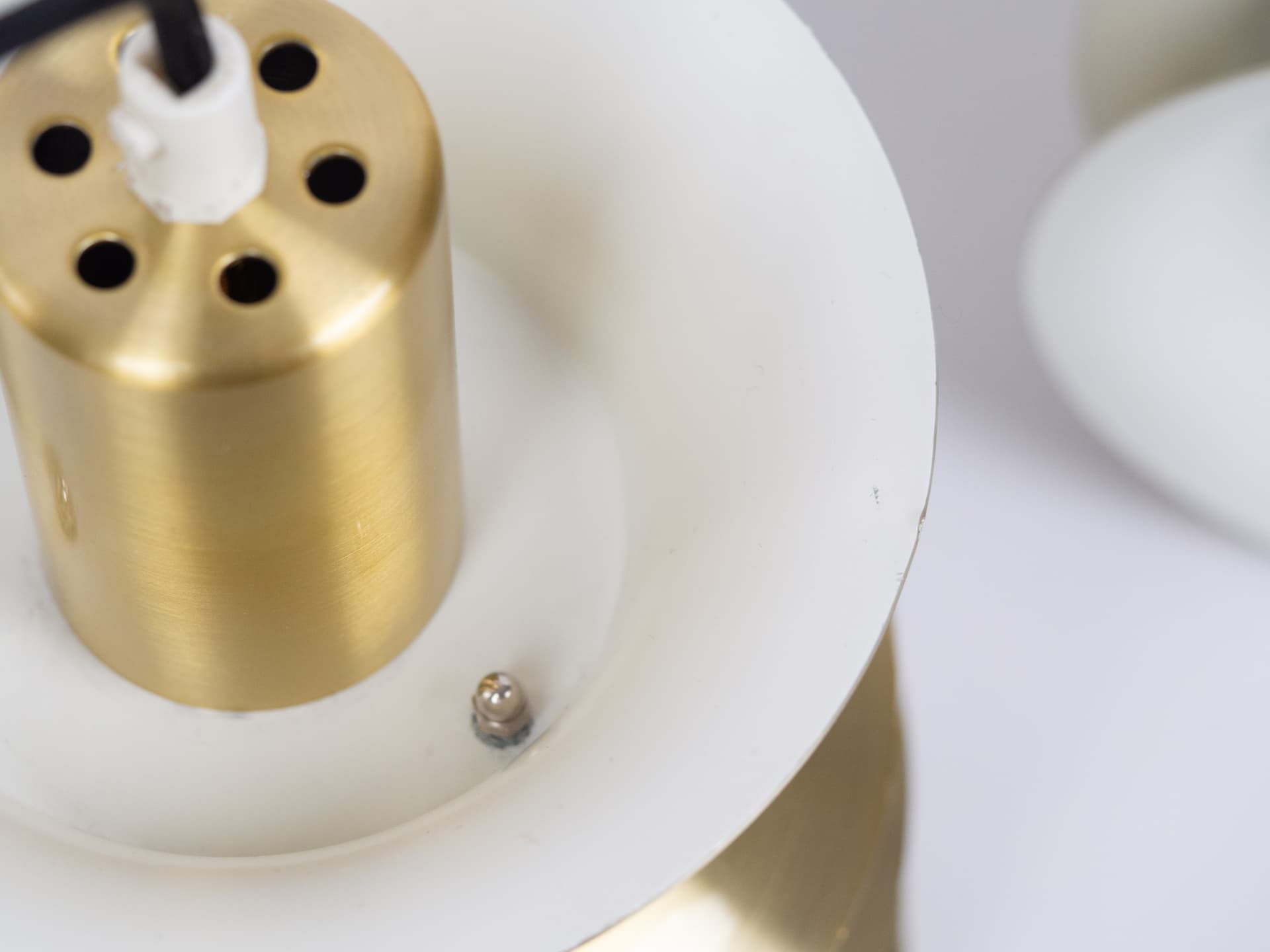 Pair of pendant lamps, golden metal, Denmark, 1970s. - 183292