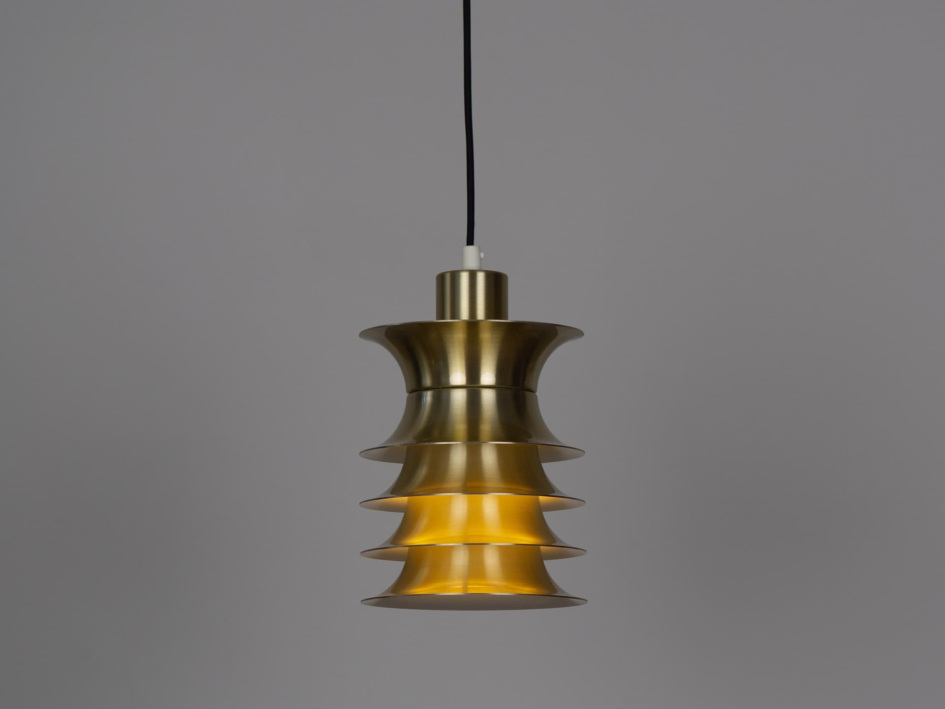 Pair of pendant lamps, golden metal, Denmark, 1970s. - 183283