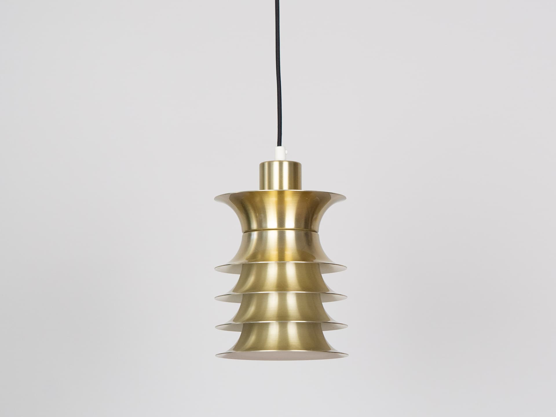 Pair of pendant lamps, golden metal, Denmark, 1970s. - 183284